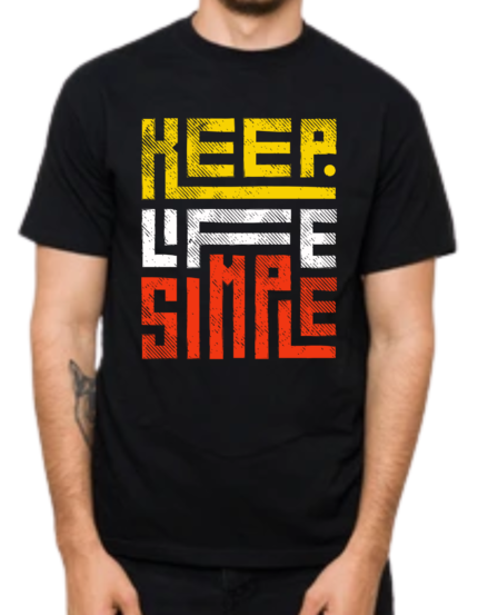 Keep Life Simple Graphic T-Shirt, Black, Half Sleeve, Cotton