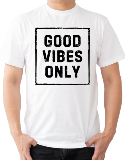 Good Vibes Only Graphic T-Shirt, White, Half Sleeve, Cotton