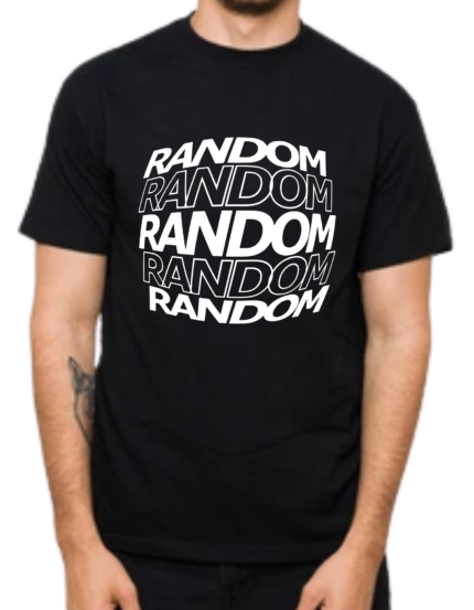 Random Graphic Print Cotton T-Shirt, Black, Half Sleeve
